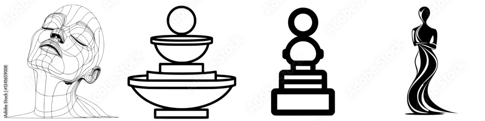 Aufkleber various artistic representations of forms and structures in a minimalist style showcasing creativity