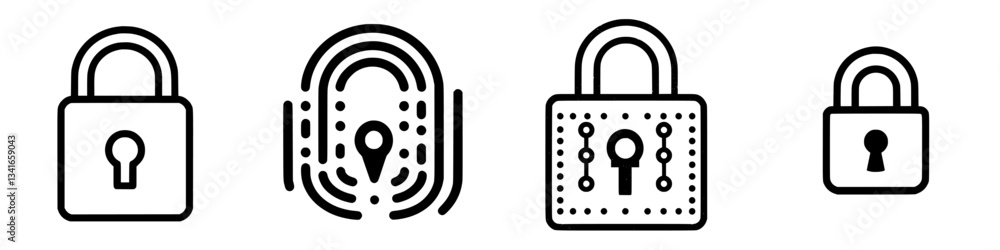 Aufkleber collection of padlock icons representing security and privacy in digital and physical environments
