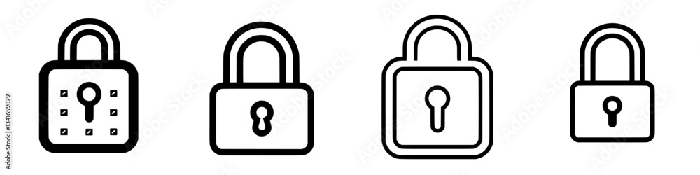 Poster various styles of padlocks displayed against a clean white background showcasing security and protec