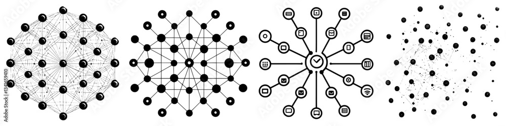 Poster visual representation of interconnected networks illustrating data flow and connectivity in modern t