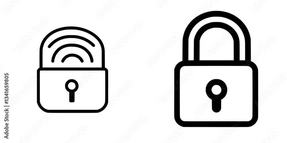 Poster symbols representing digital security and data protection concepts commonly used in online environme