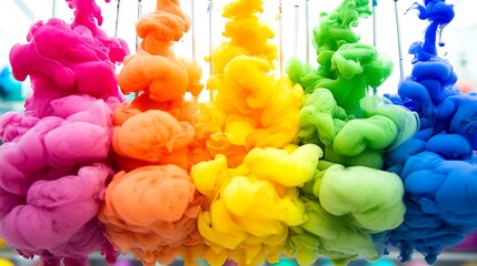 Obraz premium Vibrant ink plumes swirling, liquid colorful abstract art