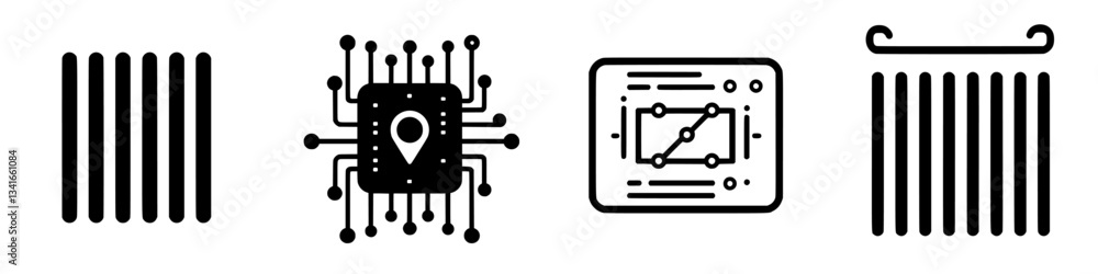 Poster abstract representation of technology with circuit patterns and data visuals in a minimalist style