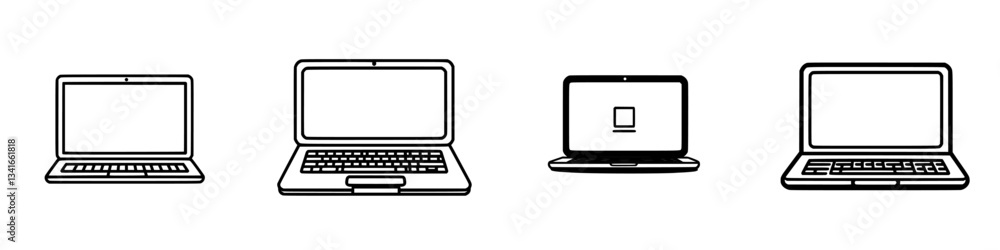 Aufkleber different styles of laptops displayed in a creative layout showcasing technology evolution over time