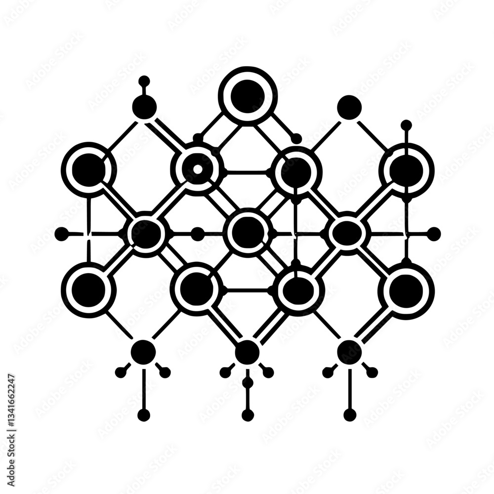 Poster complex abstract network design with interconnected shapes creating a geometric pattern