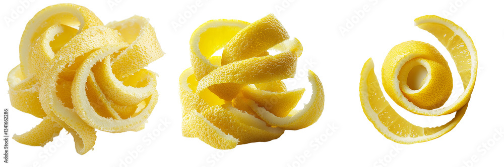 Poster Isolated on a transparent background is a spiral made from lemon peel, generated using Ai technology