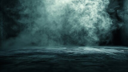 Naklejka premium Smoke On Cement Floor With Defocused Fog In Hall