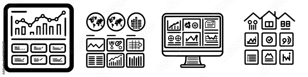 Poster data visualization dashboard showcasing various analytics and charts for business insights and trend