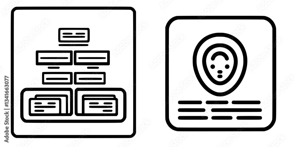 Poster flowchart and user profile icons used for software interface design and user experience
