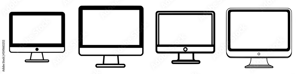 Poster classic and modern computer monitor designs displayed on a white background for comparison
