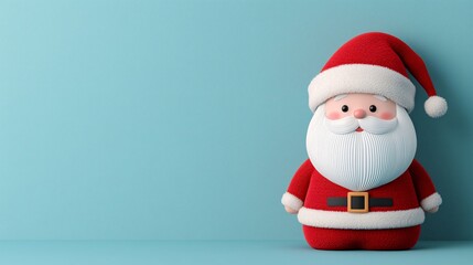 Cute Santa on Light Blue Background