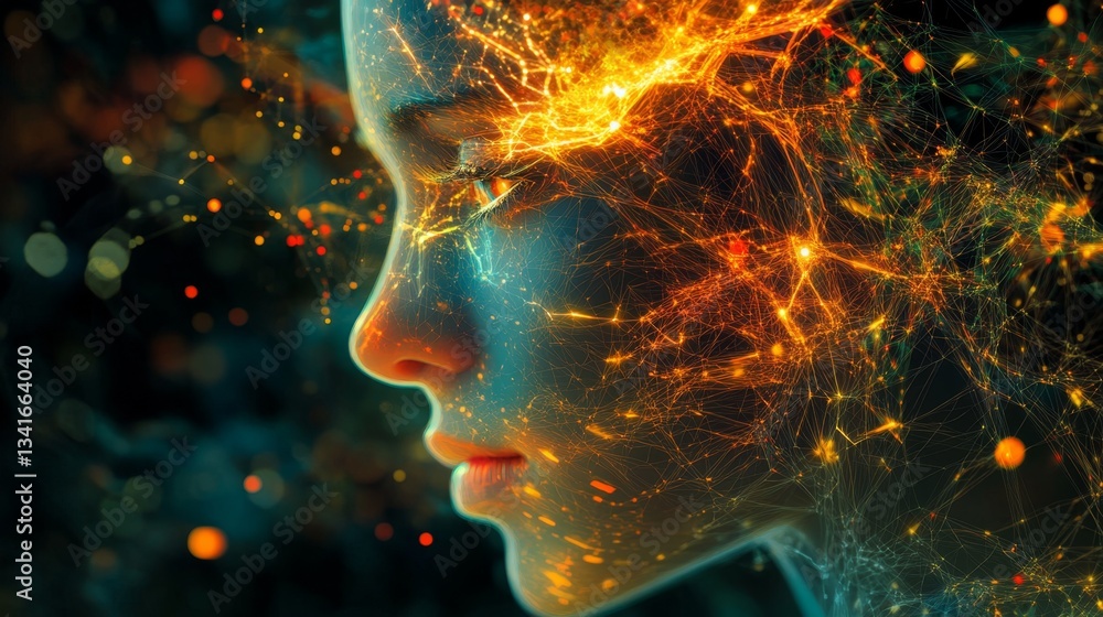 Poster creating a glowing data gigapixel machine learning model digital studio visual content virtual envir