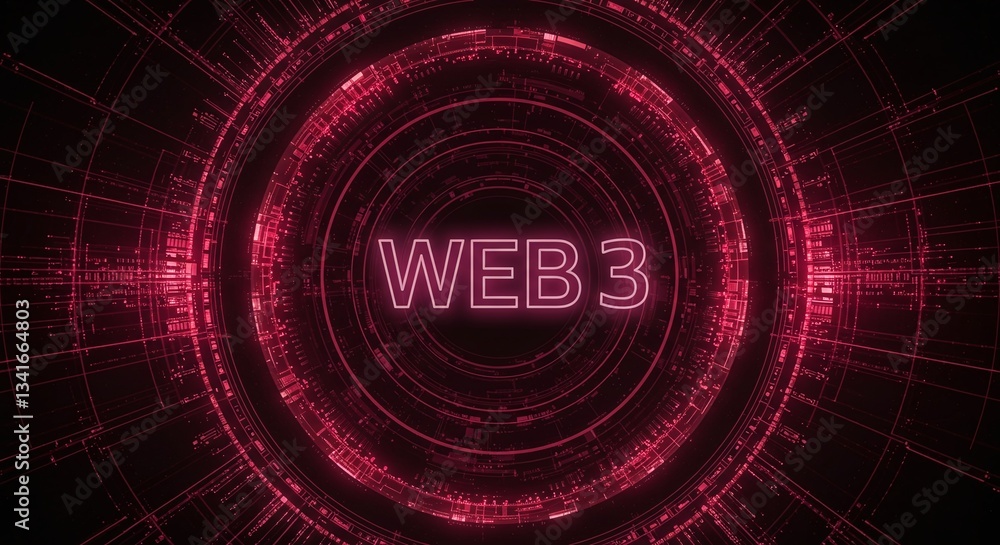Poster digital dawn: web 3.0: a dynamic graphic illuminates the dawn of a new digital era, highlighting int