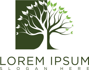 Fototapeta premium Minimalist red and black combination tree logo, futuristic touch geometric elements, suitable for brands that focus on green technology, or the environment. Available in high quality vector format