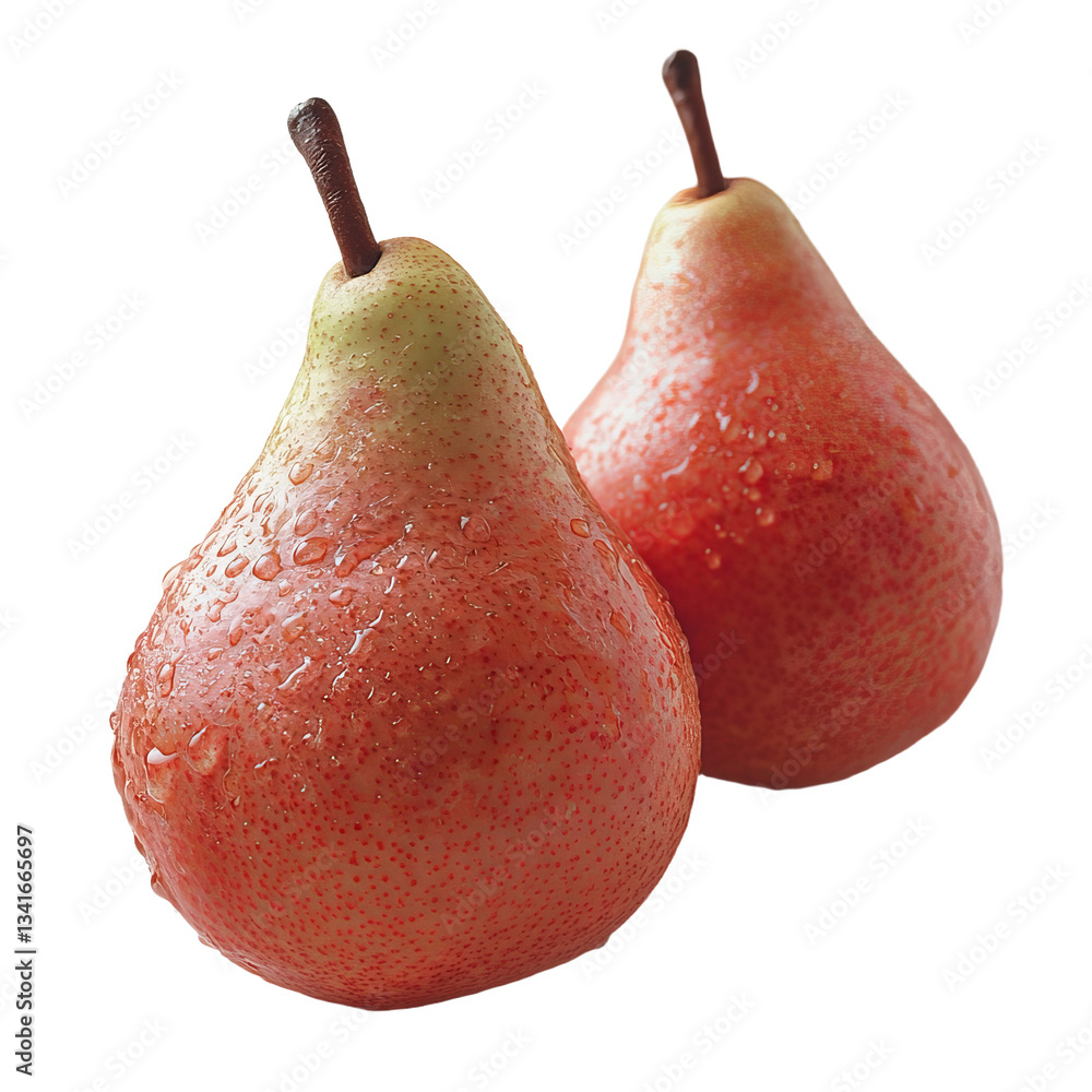 Poster isolated on a transparent background, ripe green pears have been generated using ai technology