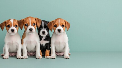 Cute Puppies Pose Studio Shot