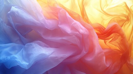 Obraz premium Flowing silk fabric, vibrant colors, studio shot, soft light