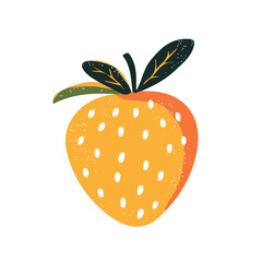 My hand-drawn colorful strawberry. Trendy abstract minimal style. Natural fresh Dill. Vector illustration isolated on white