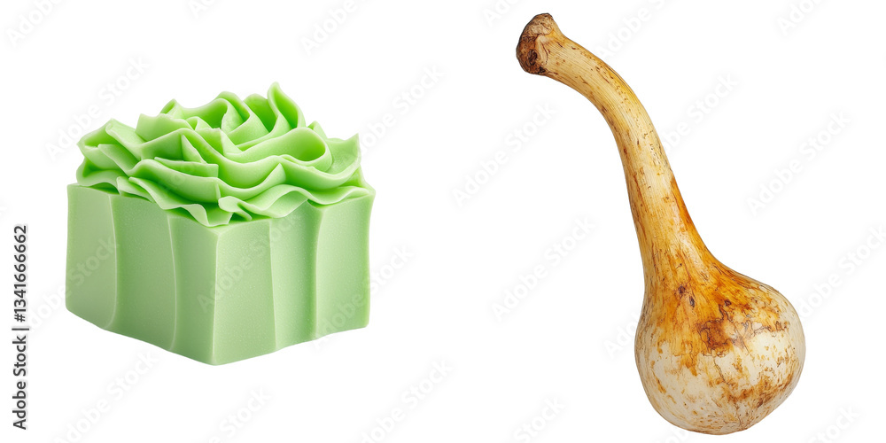 Poster On a transparent background, fresh green onions are shown in isolation via Generative Ai