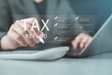 Businessman detailed tax planning and refund checklist strategic preparation for accurate tax...