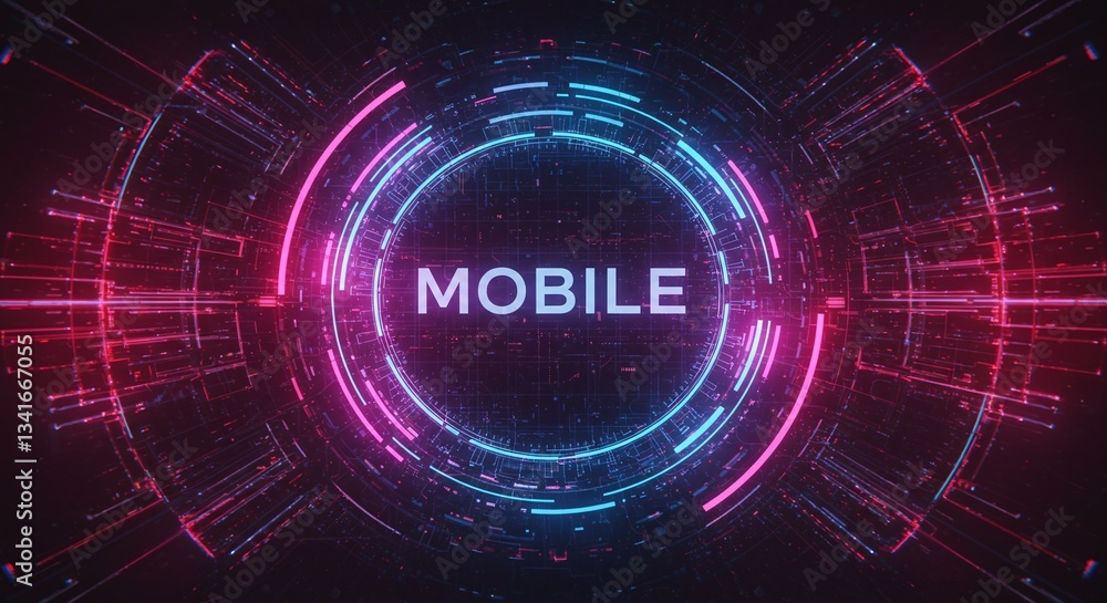 Poster illuminating the digital realm: the word 