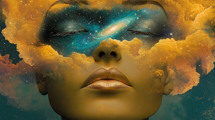 Woman's Face, Cosmic Eyes, Clouds