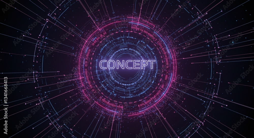 Poster digital concept visualization: an abstract digital design showcases the word 