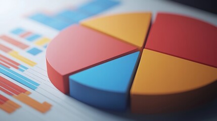 Obraz premium 3D pie chart animation frame with rotating data segments, ideal for an engaging financial presentation.
