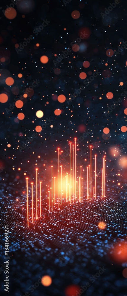 Poster red stock market chart analysis financial trends digital data visualization futuristic environment c
