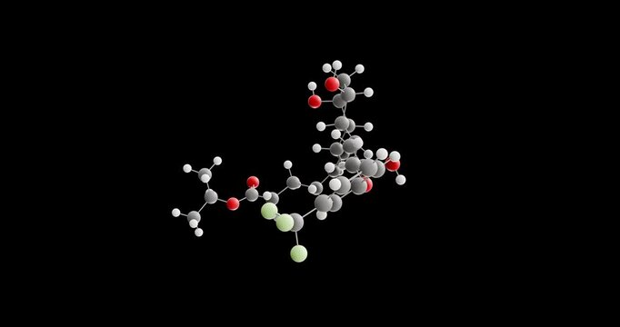 Arimoclomol molecule, rotating 3D model of amine oxides, looped video on a black background