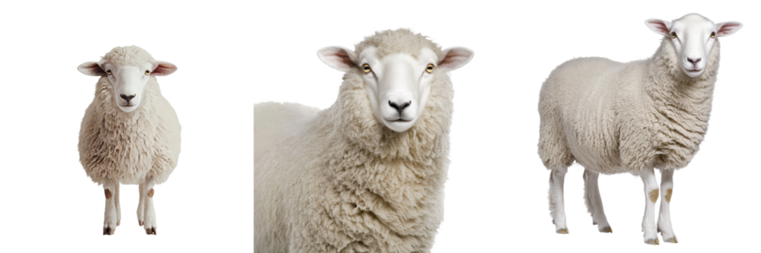 An isolated body of a sheep is set against a transparent background, a creation of Generative Ai