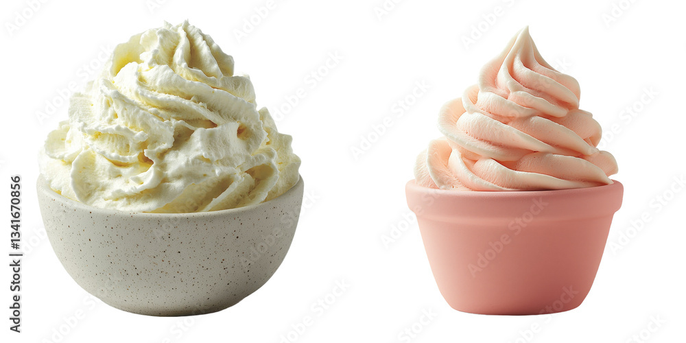 Poster isolated on a transparent background is a bowl of creamy whipped cream, generated by generative ai