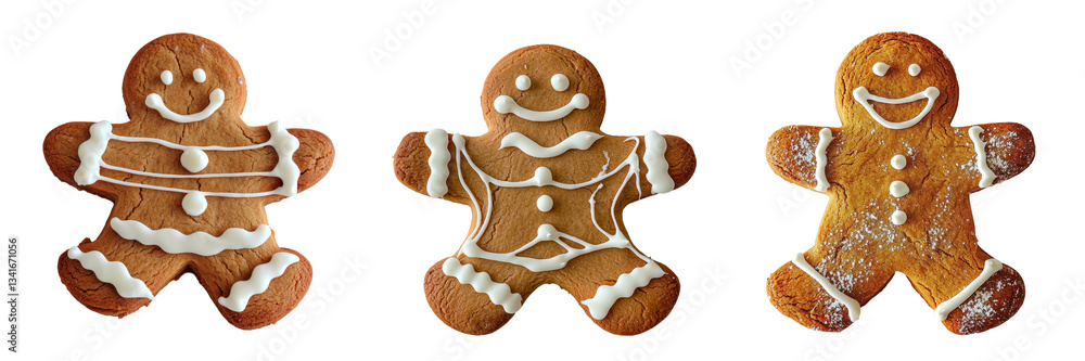 Poster Isolated on a transparent background is a gingerbread man cookie made with Generative Ai