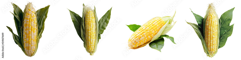 Aufkleber generative ai has created an image of isolated fresh yellow corn on the cob, positioned on a transpa