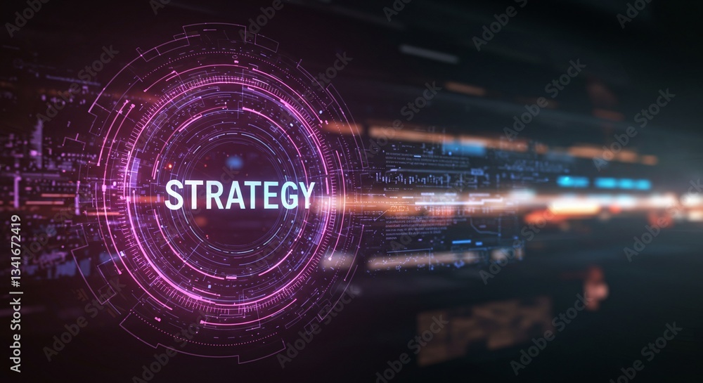 Poster strategic insights: conceptual representation of strategy in digital form. a vibrant composition fea