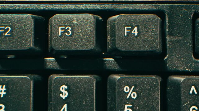 Old vintage keyboard retro pc close-up , Old computer studio close-up, Desktop vintage retro wave display, late 90s PC.