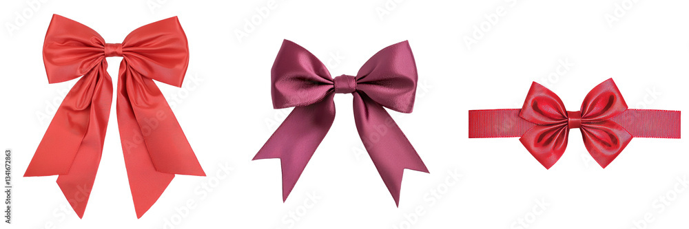 Aufkleber A Generative Ai created image features a satin ribbon tied into a red bow, isolated on a transparent background