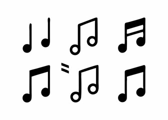 Simple Black Musical Notes on White Background