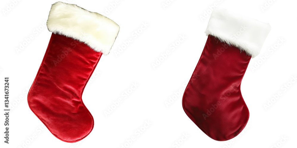 Aufkleber Isolated on a transparent background is a Christmas stocking made using Generative Ai