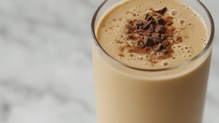 Indulge in a velvety chocolate avocado smoothie made with creamy avocado, rich cacao powder, ripe banana, and almond milk for a nutritious treat