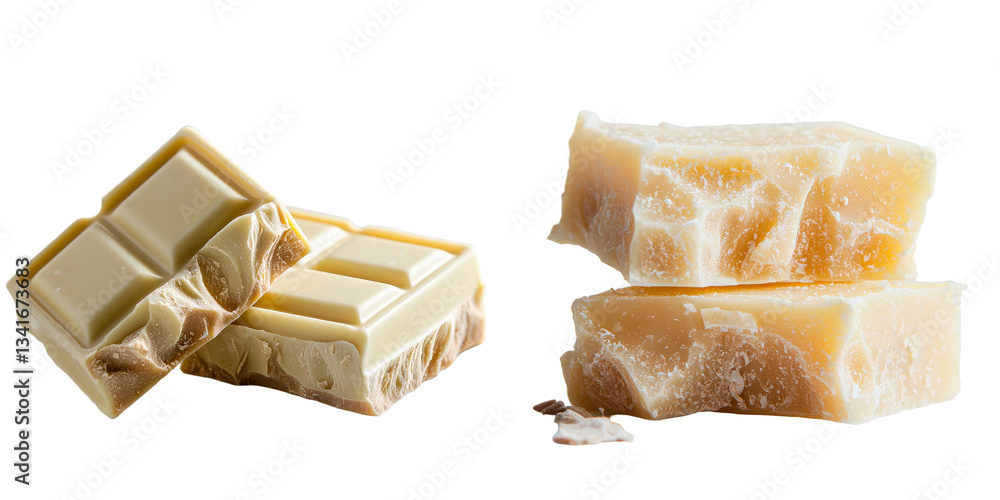 Aufkleber isolated on a transparent background is a stack of white chocolate bars, an image generated by ai