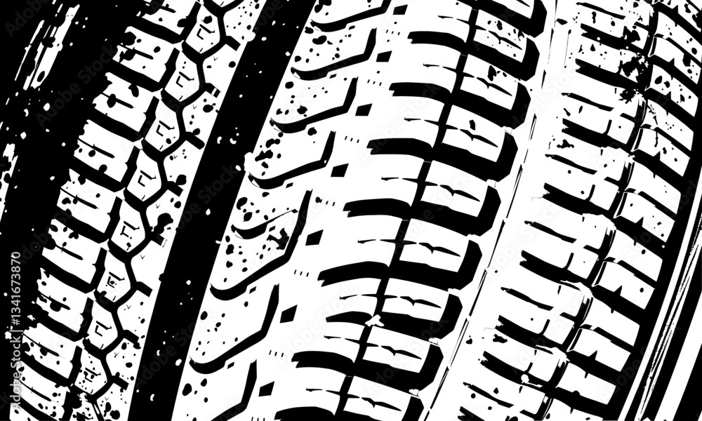 Poster close up view of tire showcases its intricate texture and tread pattern, emphasizing durability and 