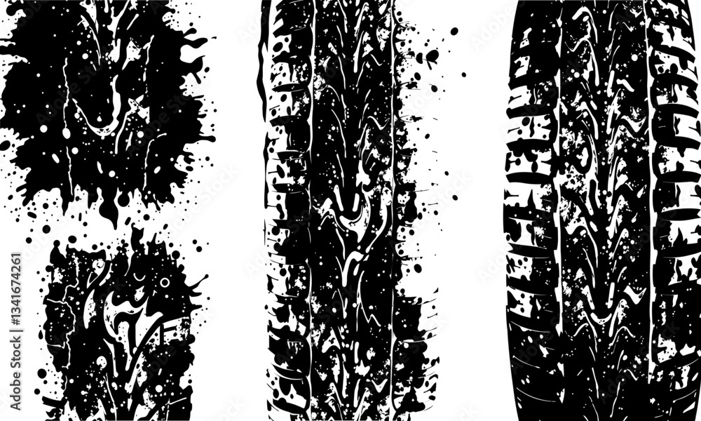 Poster tire texture showcases intricate patterns and details, emphasizing rugged design and wear marks that