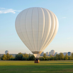 Obraz premium A single hot air balloon rising against a clear blue sky 