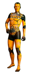 3D Rendering Male Robot on White