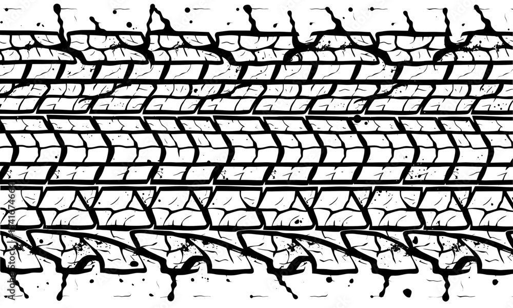Poster tire texture pattern featuring detailed tread design with rugged appearance, showcasing wear and tea