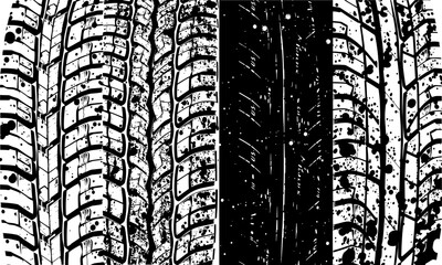 Tire texture showcases intricate patterns and grooves, highlighting wear and tear of rubber. detailed design emphasizes durability and traction, essential for vehicle performance