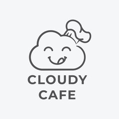 Cloudy Cafe Line Art Logo Design