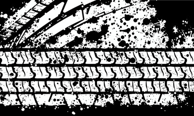 Tire texture with splatter effects creates dynamic and artistic representation of tread patterns, showcasing ruggedness and design of vehicle tires