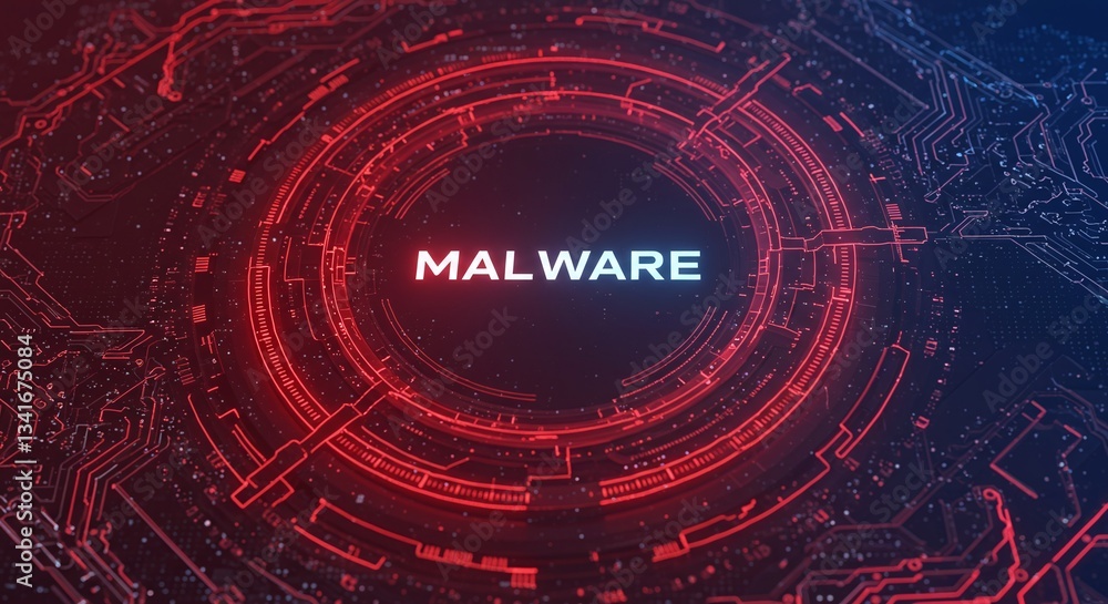 Aufkleber malware threat: a digital representation of cyber threats. it shows technological elements combined 